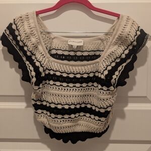 Freshman 1996 Black and Cream Knit Top